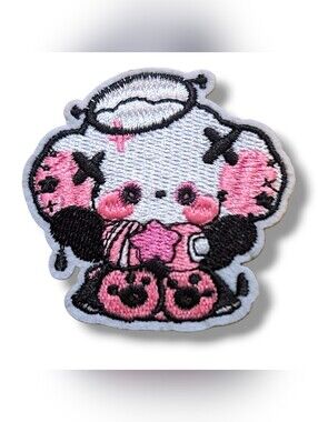 NWT Goth Punk Black And Pink Kawaii Animal Iron On Patch